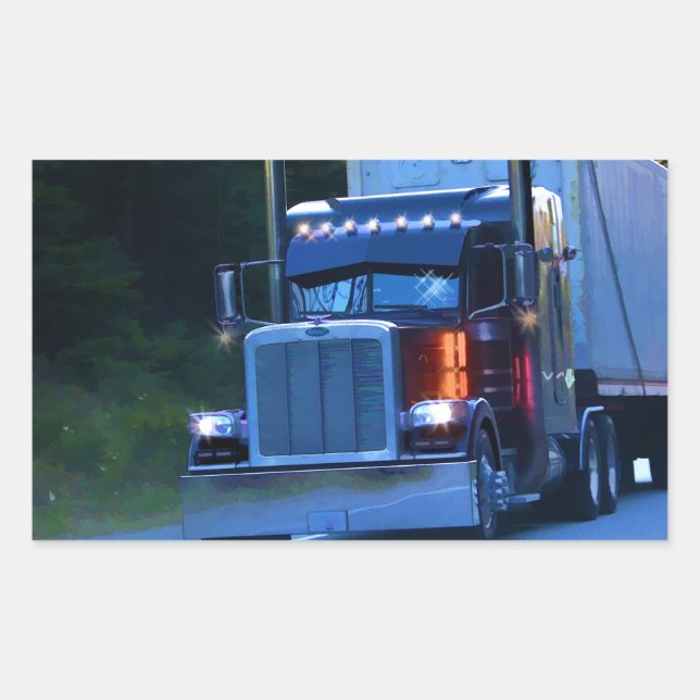 LKWs, Big Rig Cargo Truck Art Rechteckiger Aufkleber (Vorderseite)