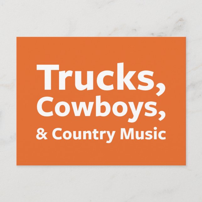 LKWs, Cowboys und Country Music Postkarte (Vorderseite)