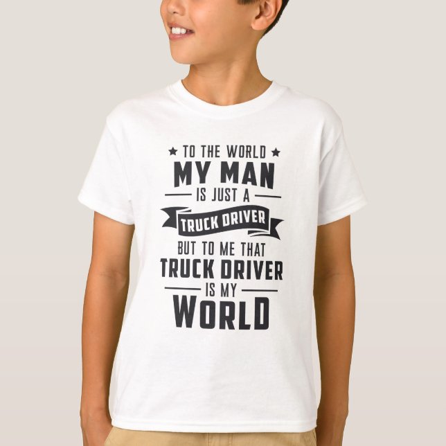 LKWs Ehefrau Mein Mann ist nur ein LKW-Fahrer Lieb T-Shirt (Vorderseite)