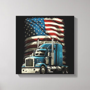 LKWs US-amerikanische Fahne für Patriotic Truck Dr Leinwanddruck