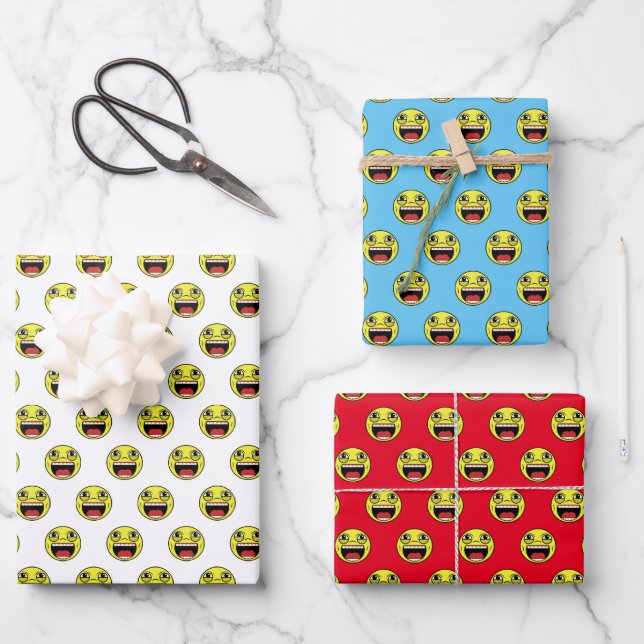 LL Emoji Face Wrapping Paper Sheets Geschenkpapier Set (Vorderseite)