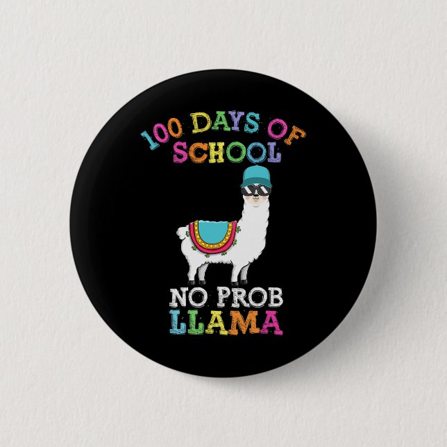 Llama 100 Tage Schullehrer Button (Vorderseite)