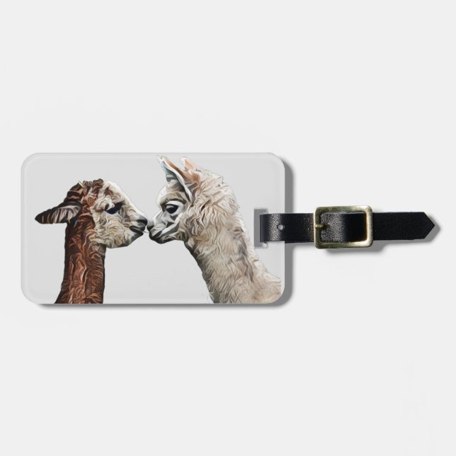 Llama Alpaca art niedlichen Text hinzufügen Gepäckanhänger (Vorderseite horizontal)