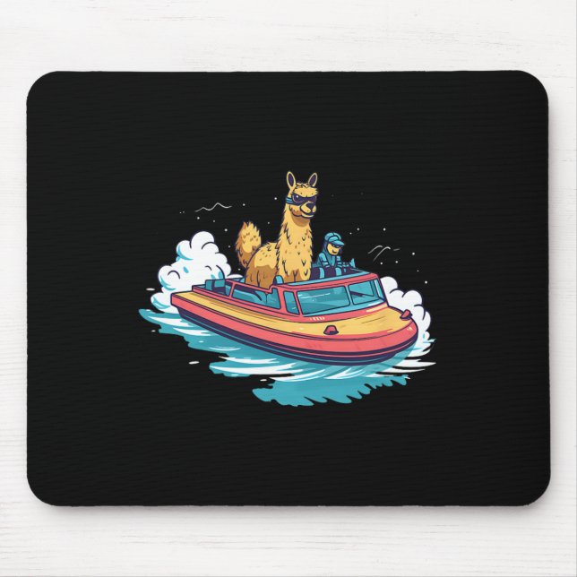 Llama Alpaca auf einem Schiff - Design Mousepad (Vorne)