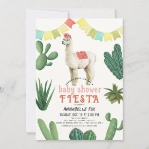 Llama Alpaca Cactus Fiesta Girl Babydusche Einladung