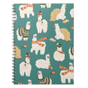 Llama Alpaca Sweater Nahtloses Muster. Notizblock