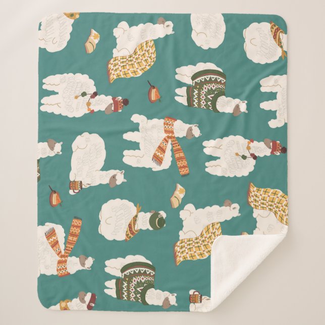 Llama Alpaca Sweater Nahtloses Muster. Sherpadecke (Vorderseite)