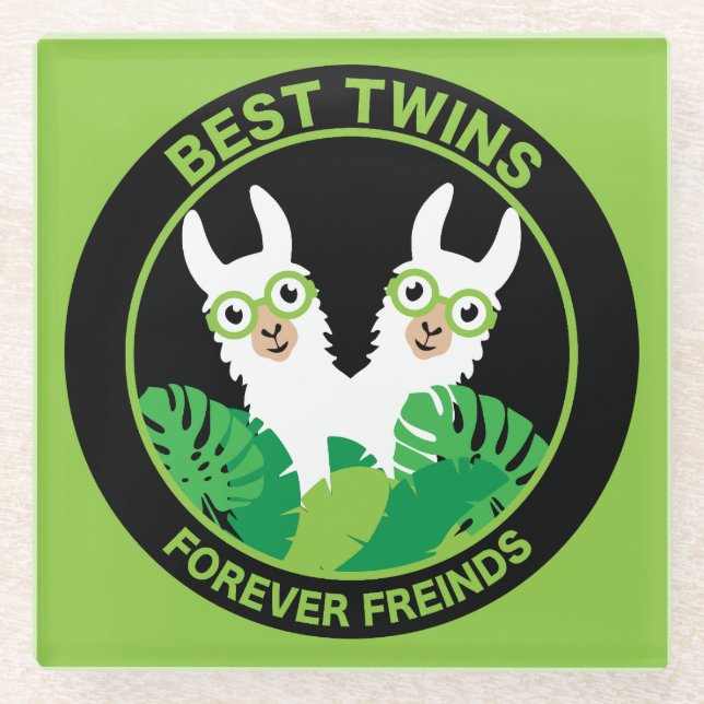 Llama Alpaca Twins Glasuntersetzer (Vorderseite)