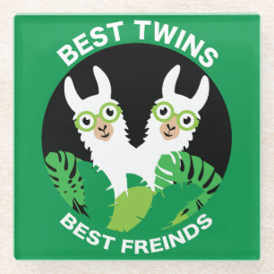 Llama Alpaca Twins Glasuntersetzer