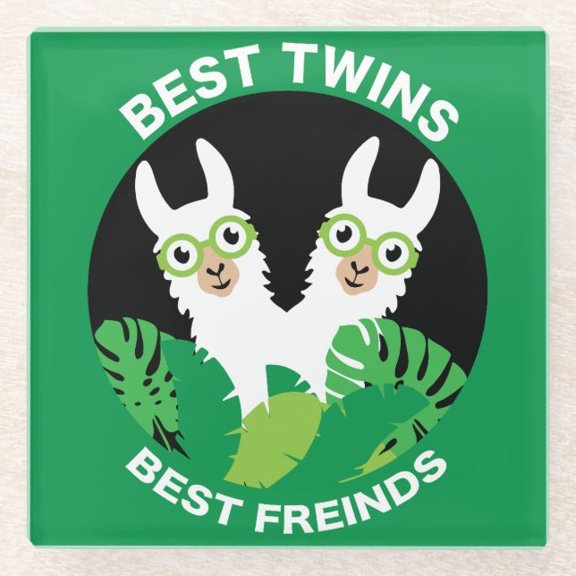 Llama Alpaca Twins Glasuntersetzer (Vorderseite)