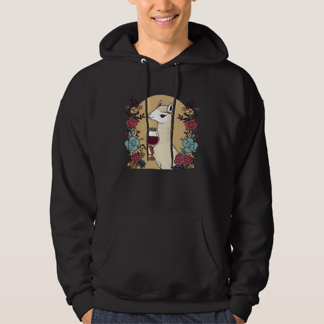 Llama Alpaca Wine Design Alpaca Llama Hoodie (Vorderseite)