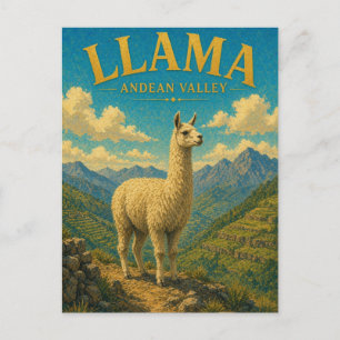Llama Alpaka Anden-Tal Aquarell GeoSaga Postkarte