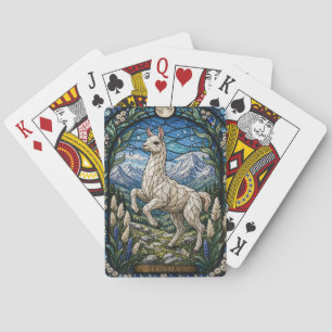 Llama / Alpaka Hochplateau Illumina Buntglas Spielkarten