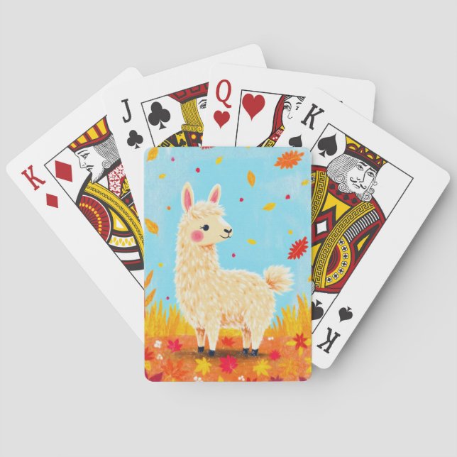 Llama am Herbsttag Spielkarten (Rückseite)