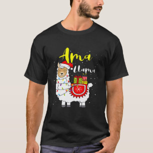 Llama Ama Lichter Santa Hut Xmas Pyjama passend Fa T-Shirt