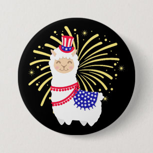 Llama American July 4 Button