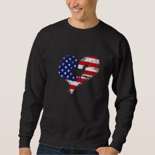 Llama Amerikanische Flagge Herz Usa Patriotischer Sweatshirt
