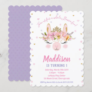 Llama Amusants Invitations Anniversaire Filles Alp