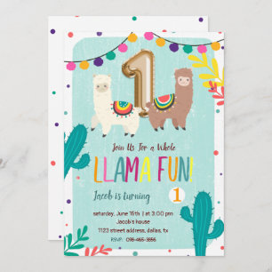 Llama Amusement 1er Anniversaire Invitation