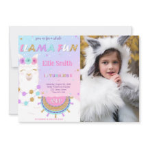 Llama Anniversaire Photo Invitation