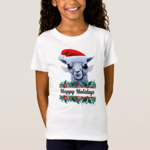 Llama Avec Chapeau Au Père Noël Et T-shirt Texte