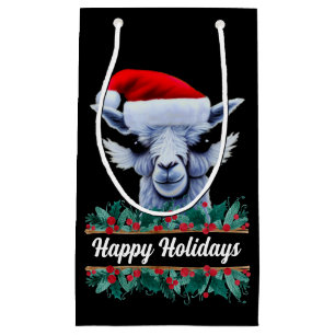 Llama avec chapeau de Père Noël Petit sac cadeau