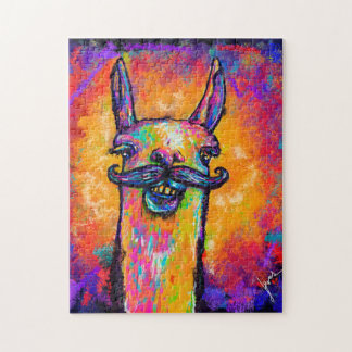 Llama avec une moustache - Puzzle d'art 11x14
