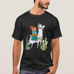 Llama Aztec-Muster-Llama mit Kaktus-Shirt T-Shirt