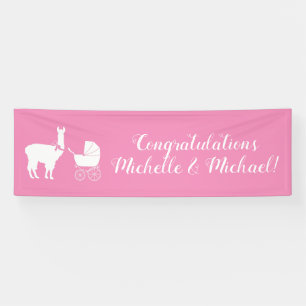 Llama Baby Dusche Niedlich Pink Girl Banner