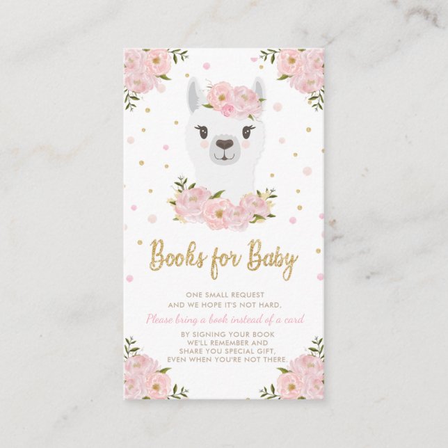 Llama Baby Dusche Rosa Blütenbraun Blütenbraun Buc Begleitkarte (Vorderseite)