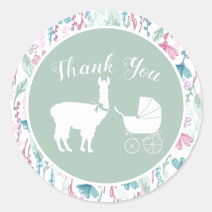 Llama Baby Duwer Niedlich Green Gender Neutral Runder Aufkleber
