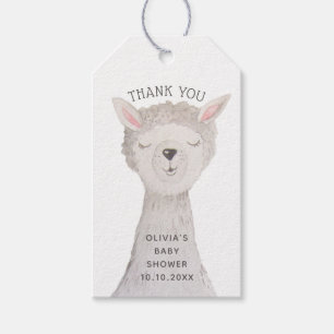 Llama-Baby-Party Danke   Aquarell Alpaka Geschenkanhänger