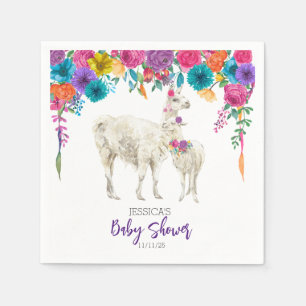 Llama Baby Shower Fiesta Floral Serviette