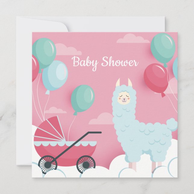 Llama Baby shower Invitation (Devant)
