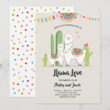 Llama baby shower invitation Llama Love Fiesta