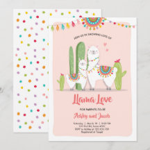 Llama baby shower invitation Llama Love Fiesta