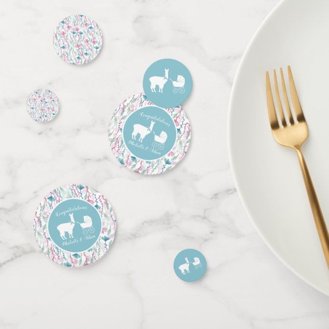 Llama Baby Shower Niedlich Blue Boy Konfetti (Gruppe)