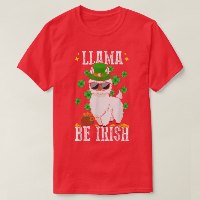 LLAMA BE IRISH Kleeblatt Kinder Frauen T-Shirt Fun (Design vorne)