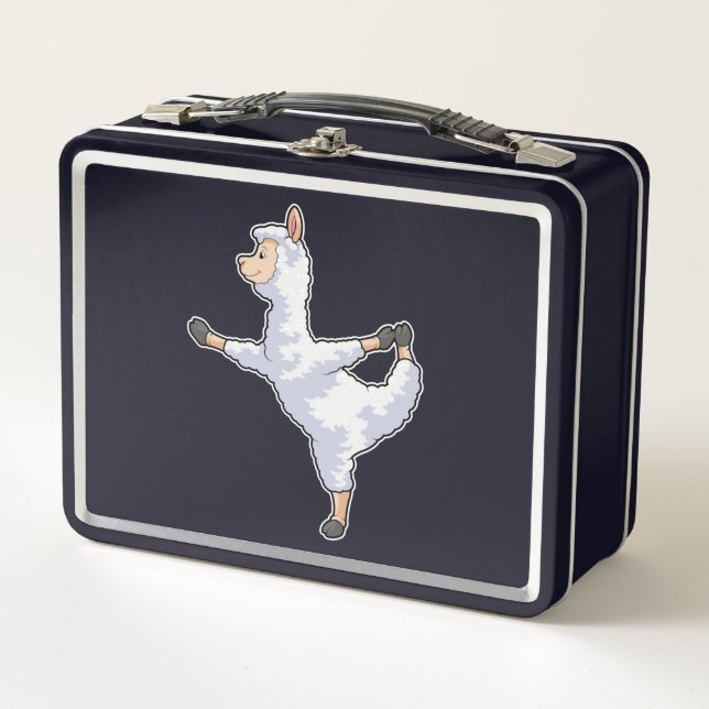 Llama bei der Yoga-Fitness Metall Brotdose (Vorderseite)