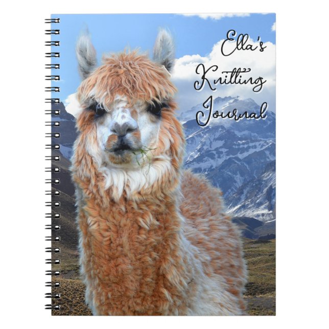 Llama-Berge Personalisiertes Strickjournal Notizblock (Vorderseite)