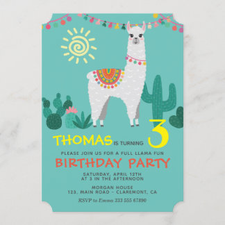 Llama Birthday Boy Einladung