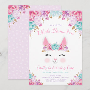 Llama Birthday Einladung Ganzes Llama Fun Party