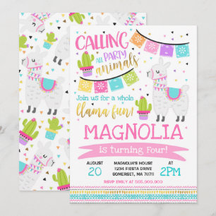 Llama Birthday Einladung Ganzes Llama Fun Party
