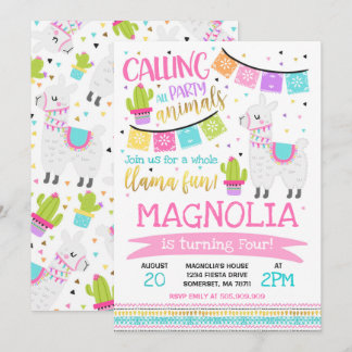 Llama Birthday Einladung Ganzes Llama Fun Party