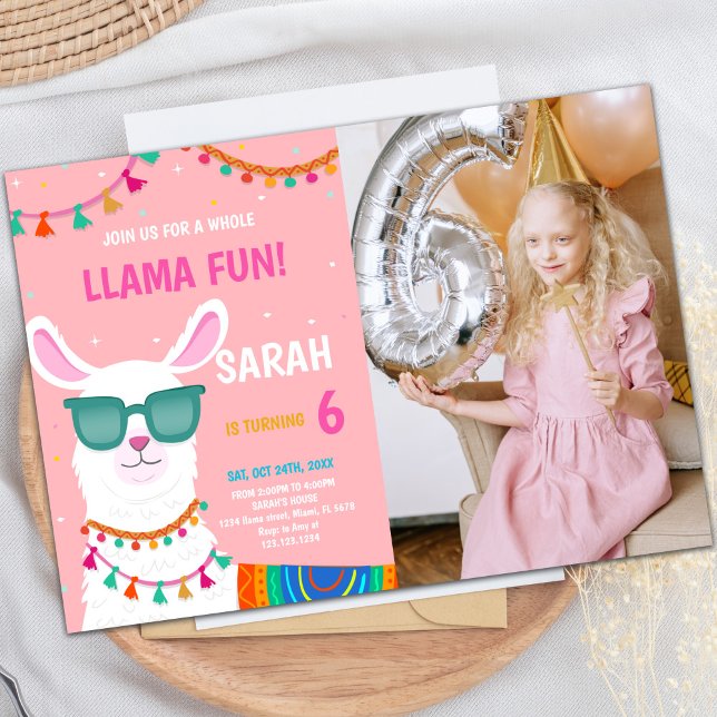 Llama Birthday Einladungen mit Foto (Llama Birthday Invitations with photo)