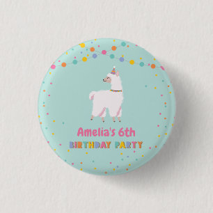 Llama Birthday Party Button