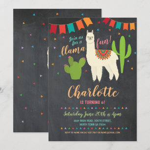 Llama Birthday Party Cactus Girl's Fun Einladung