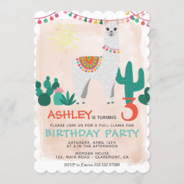 Llama Birthday Party Einladung