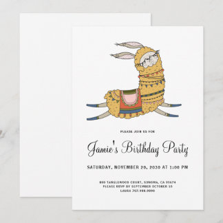 Llama Birthday Party Einladung
