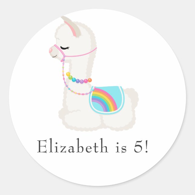 Llama Birthday Party Runder Aufkleber (Vorderseite)